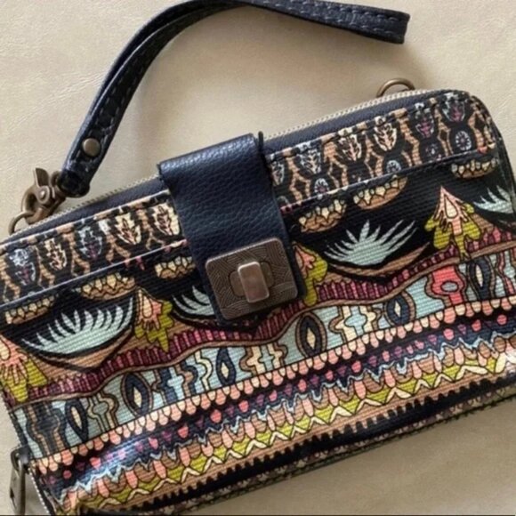 Sakroots Wristlet Wallet Aztec Design Zipper Snap Closure Multicolor - Picture 9 of 12
